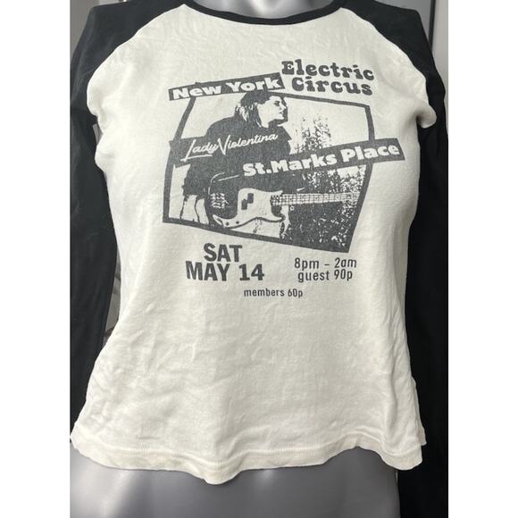 John Galt Electric Circus Raglan Brandy Melville Small Top Shirt y2k 90s Punk - Picture 1 of 7